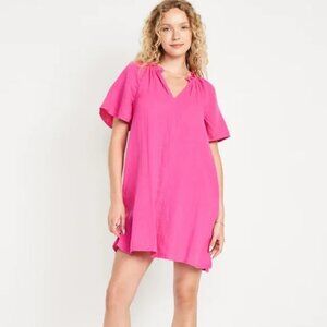 OLD NAVY Crinkle Gauze Swing Shift Dress in Polarized Pink